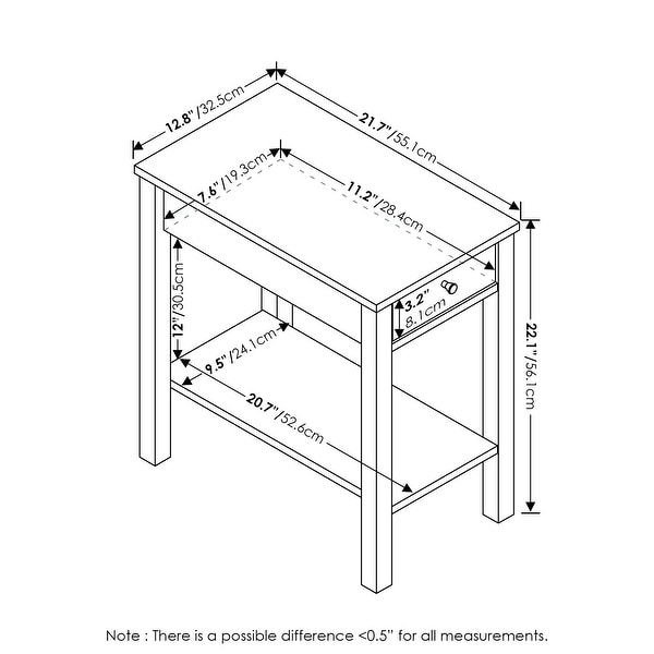 Furinno Classic Rectangular Side Table with Drawer