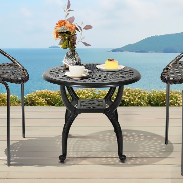 Moasis Outdoor Cast Aluminum Round Side Table Patio Bistro Coffee Table