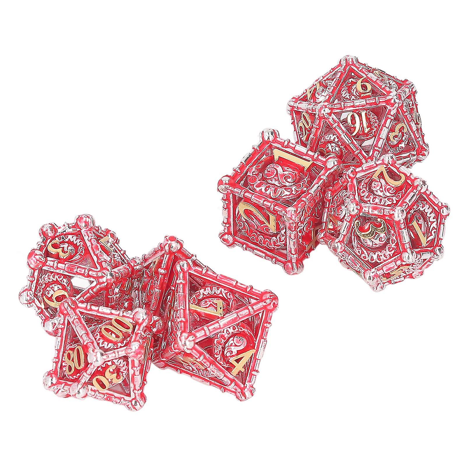 7PCS Polyhedral Metal Dice Carving Craft Polyhedral Strong nce Portable for Party