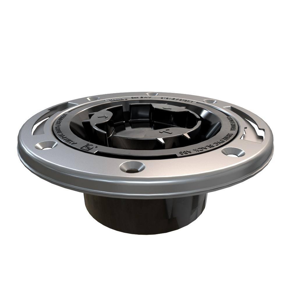 Oatey Fast Set 3 in. Outside Fit 4 in. Inside Fit ABS Hub Toilet Flange with Test Cap and Stainless Steel Ring 435912