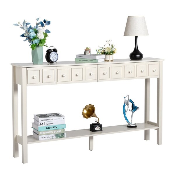 Entryway Long Console Table with Different Size Drawers and Shelf