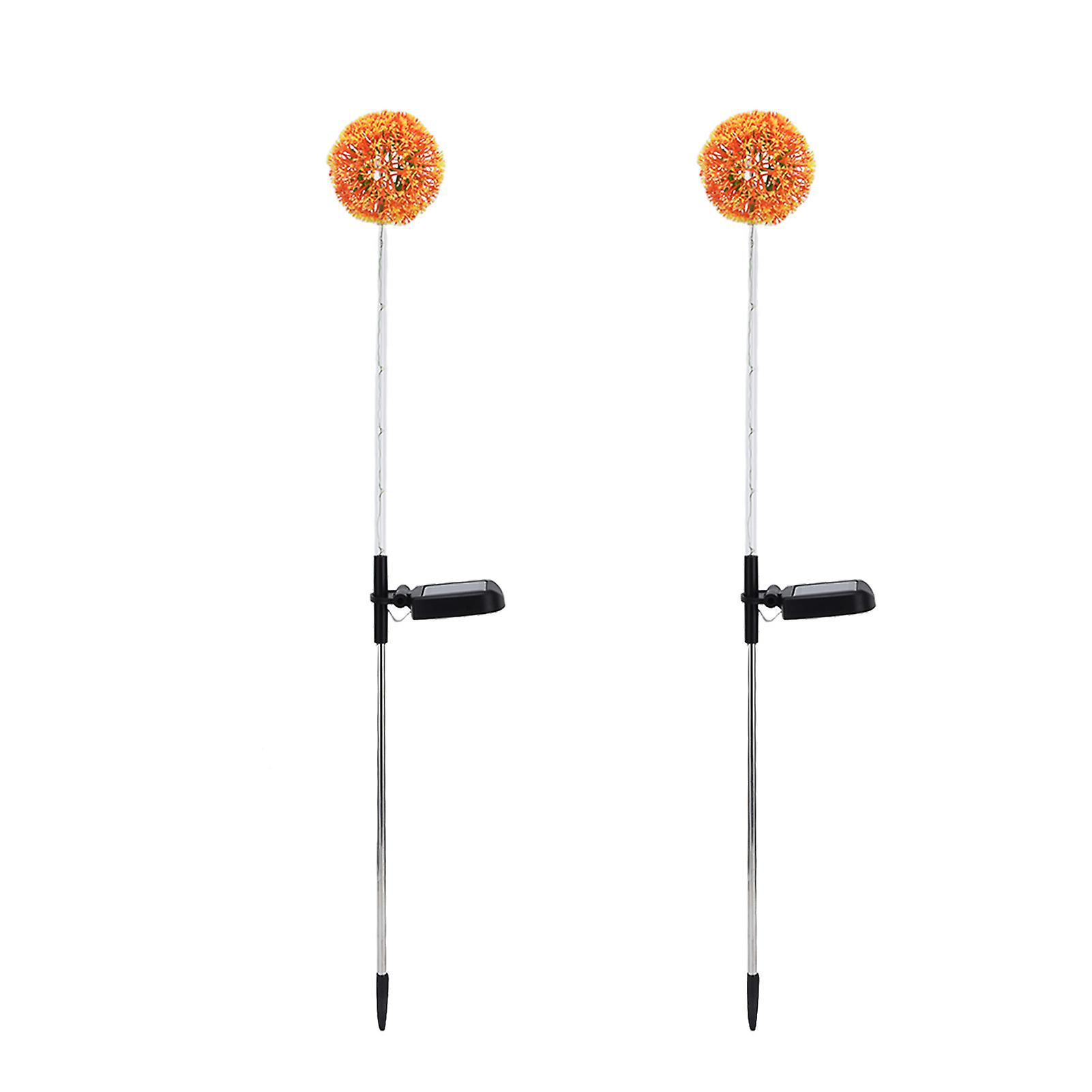 2set Solar Dandelions Garden Lights 6LED Colorful Outdoor Lawn Lamp for Patio Yard Balcony6LED Orange (2pcs)