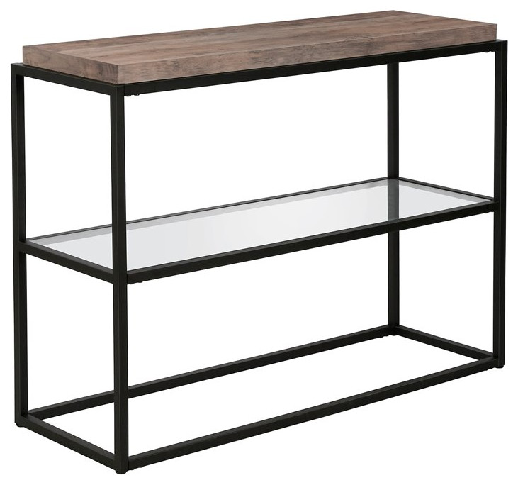 Henn ampHart 42 quotBlackened Bronze Metal/Glass Console Table   Transitional   Console Tables   by Homesquare  Houzz