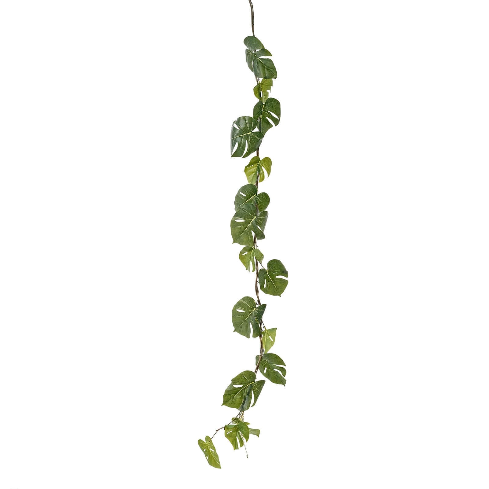 Light Green Artificial Monstera Leaf Garland Plant, Tropical Vine, Flexible Faux Hanging Jungle Safari Greenery 6ft