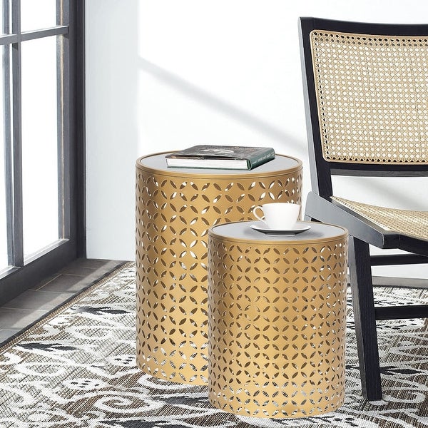 ADECO Metal End Tables Set of 2 Gold Nesting Side Coffee Table