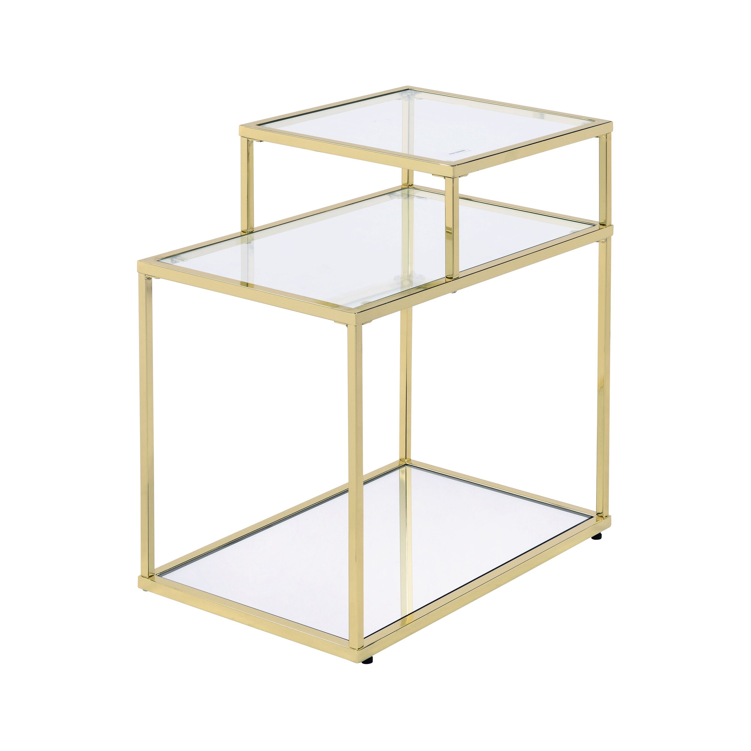 ACME Uchenna Rectangular End Table in Clear and Gold