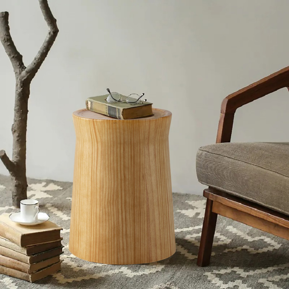 Small Cottage Round Wood Side Table Tray Top End Table   Transitional   Side Tables And End Tables   by Homary International Limited  Houzz