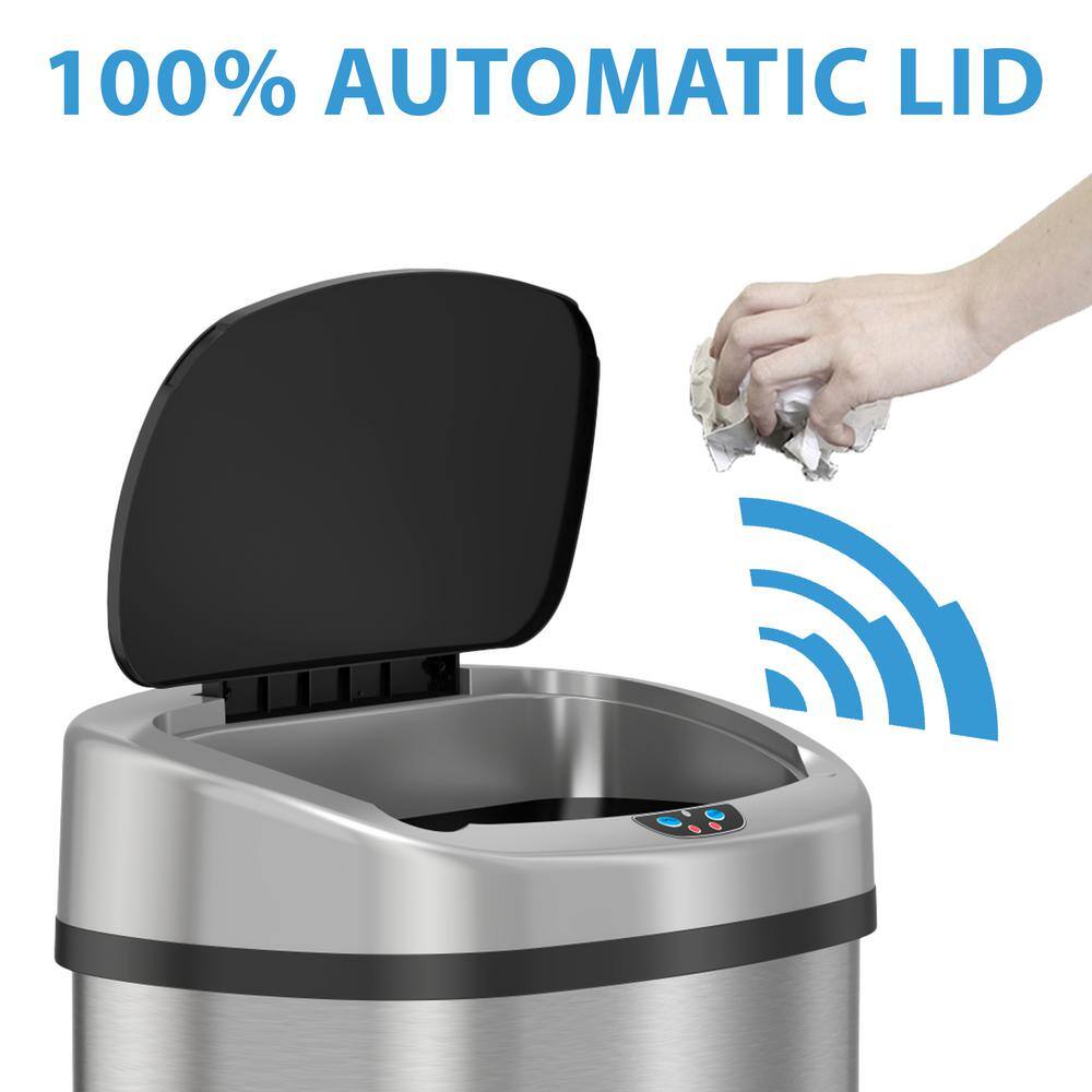 SensorCan 13 Gal. Stainless Steel Touchless Sensor Trash Can with Odor Control System and Removable Wheels OSC13SBM