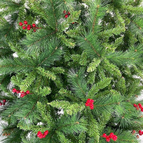 7.5 FT Upside Down Christmas Tree with Artificial Berries and Santa's Legs，PVC Pine Needles