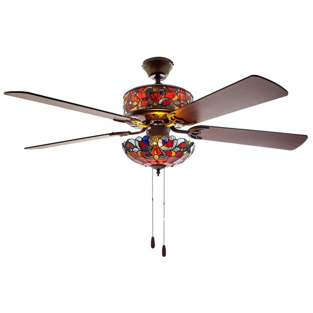 Led Glass  Style Stained Magna Carta Lighted Ceiling Fan River Of Goods