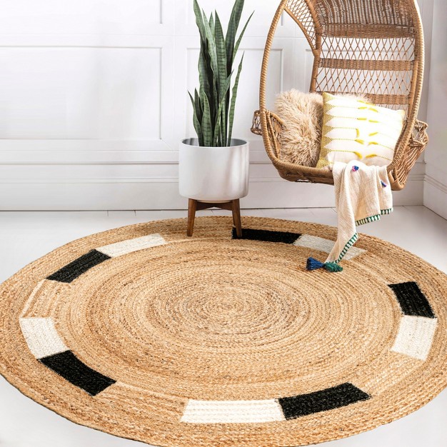 Porto Geometric Jute Circle Jonathan Y