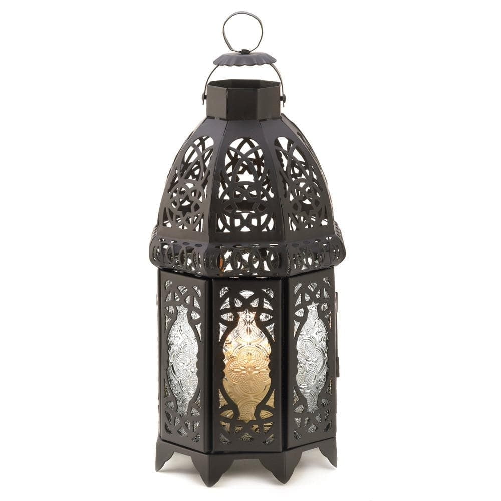 Set of 2 Black Lace Candle Lanterns