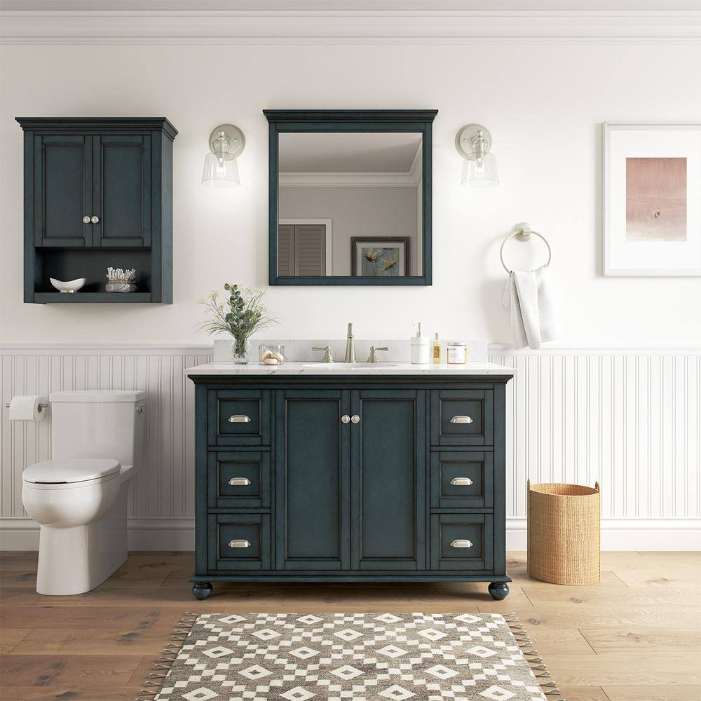 Home Decorators Collection Lamport 49 in. x 22 in. Bath Vanity in Harbor Blue with Engineered Stone Vanity Top in Artisan White with White Sink LMBVT4922D