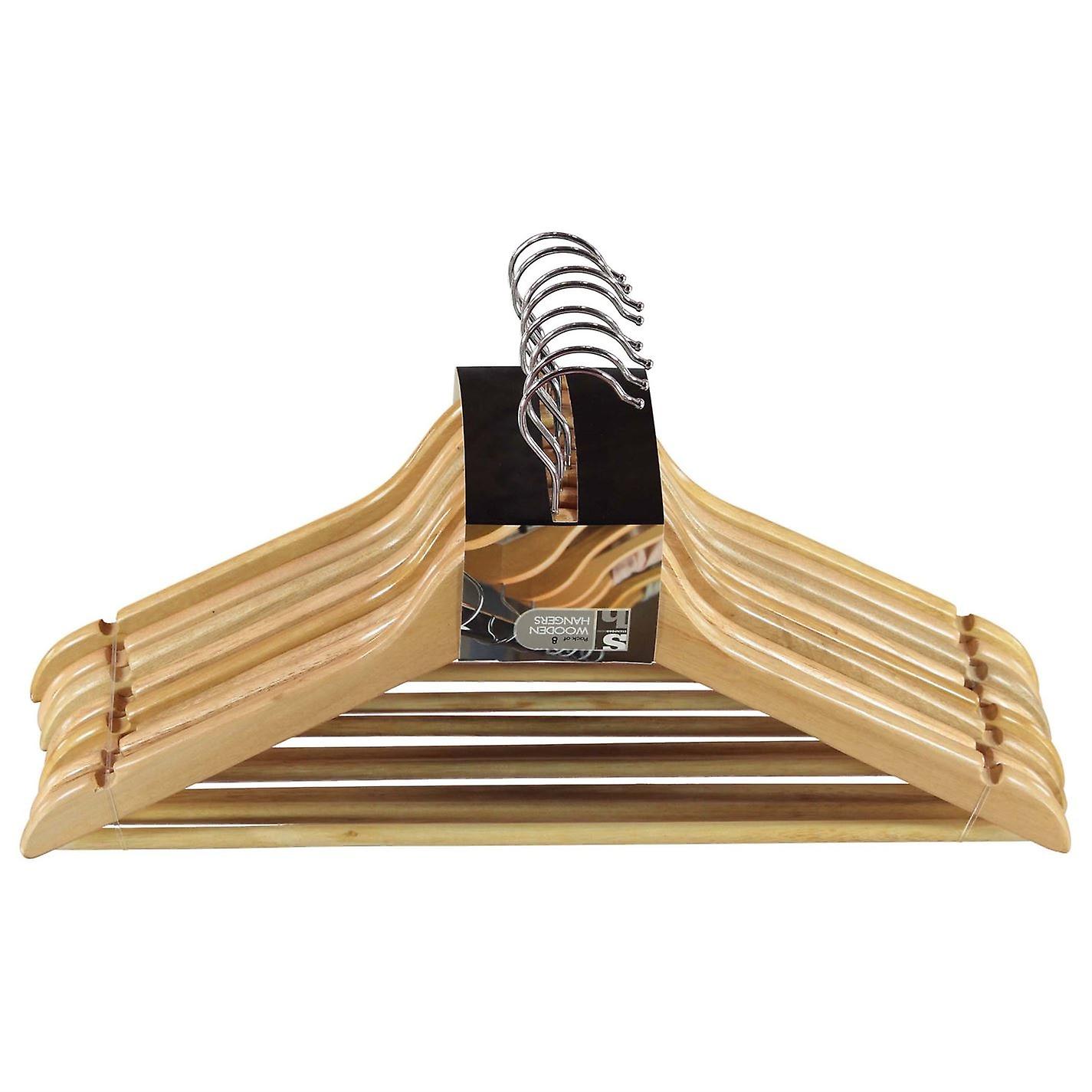 Stanford Home 8 Pack Clothing Hangers Wooden Construction Metal Hook