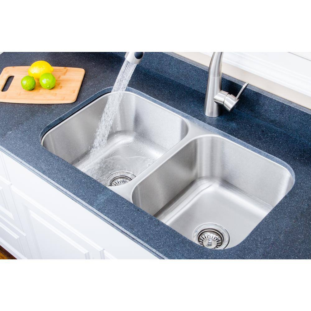 Wells The Craftsmen Series Undermount Stainless Steel 33 in. 5050 Double Bowl Kitchen Sink CMU3318-99