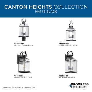 Progress Lighting Canton Heights 18 in. 2-Light Matte Black Transitional Outdoor Wall Lantern with Clear Beveled Glass P560142-031