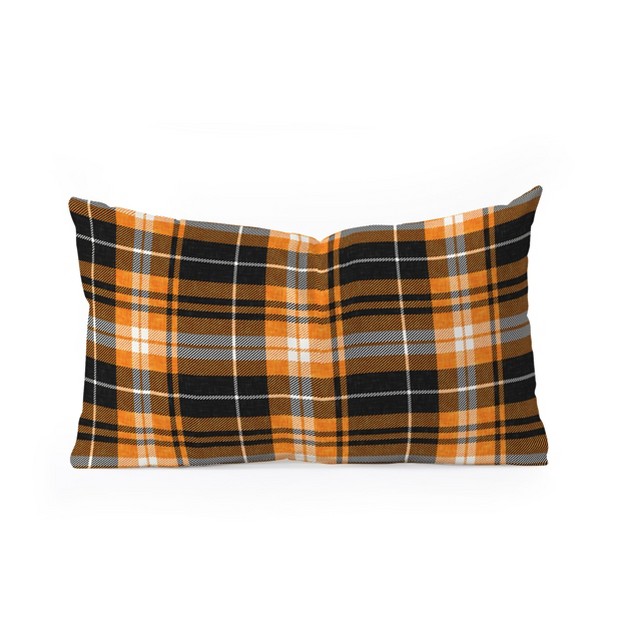 Little Arrow Design Co Fall Plaid Orange And Black Oblong Throw Pillow Society6