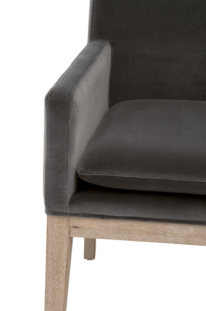 Arm Chairs Drake Arm Chair Dark Dove Velvet  Natural Gray Oak   Transitional   Armchairs And Accent Chairs   by Sideboards and Things  Houzz