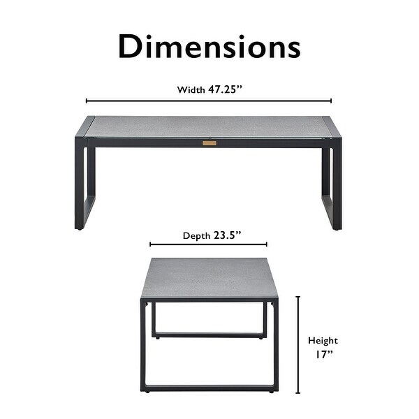 Tommy Hilfiger Hampton Outdoor Coffee Table with Natural Gray Pebbled Glass