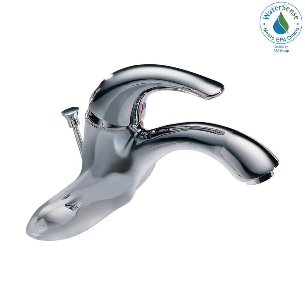 Delta Commercial 4 in Centerset SingleHandle Bathroom Faucet with Metal Drain Assembly in Chrome