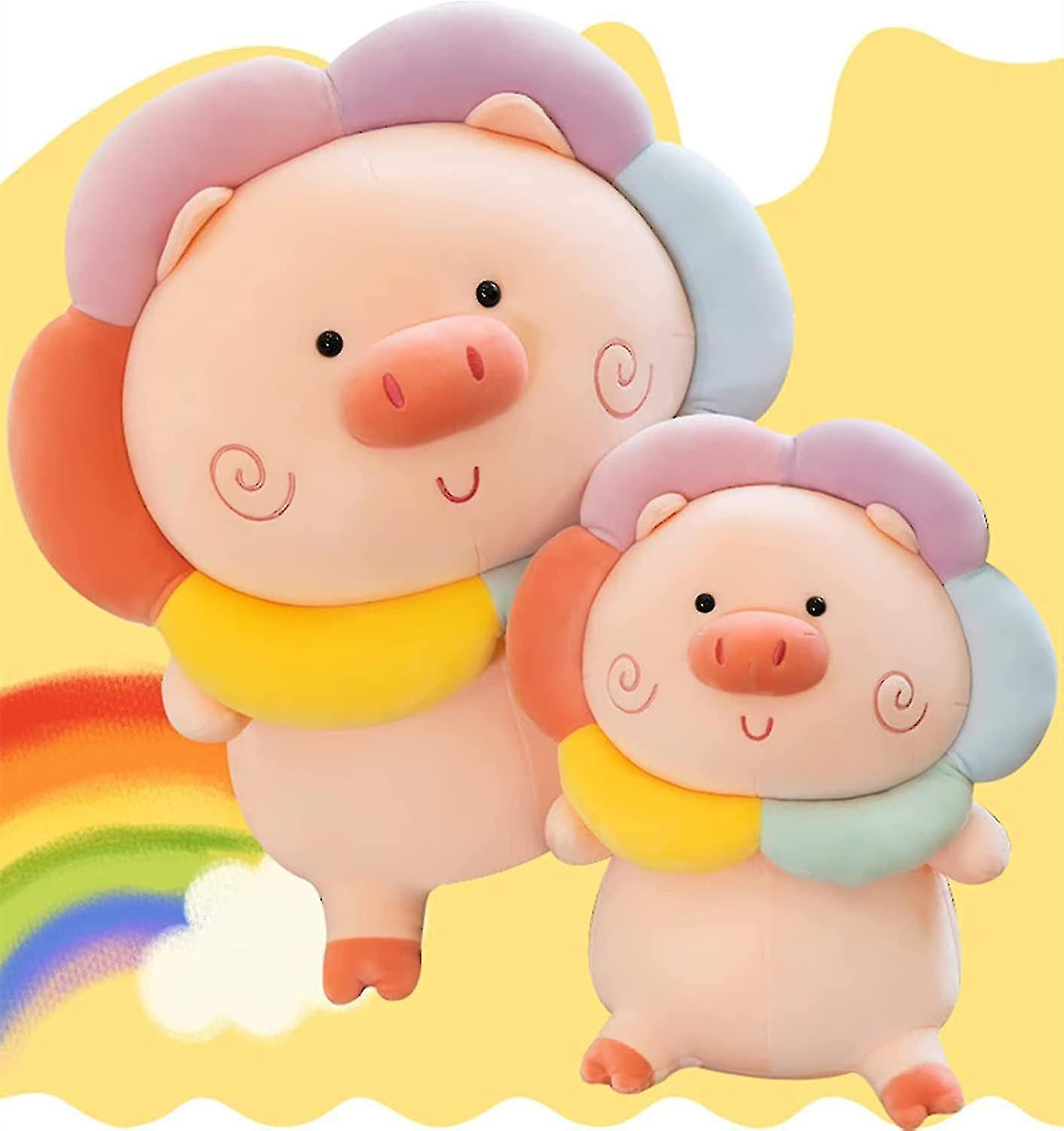 Cute Pig Stuffed Animal Plush Toy， Soft Rainbow Pig Plushes Hugging Pillow， Gifts For Bedding， Birth