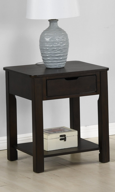 Flora Dark Brown MDF End Table With Drawer   Transitional   Side Tables And End Tables   by Lilola Home  Houzz