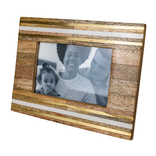 Gold Metal amp White Resin Strip 4x6 Photo Frame Foreside Home amp Garden