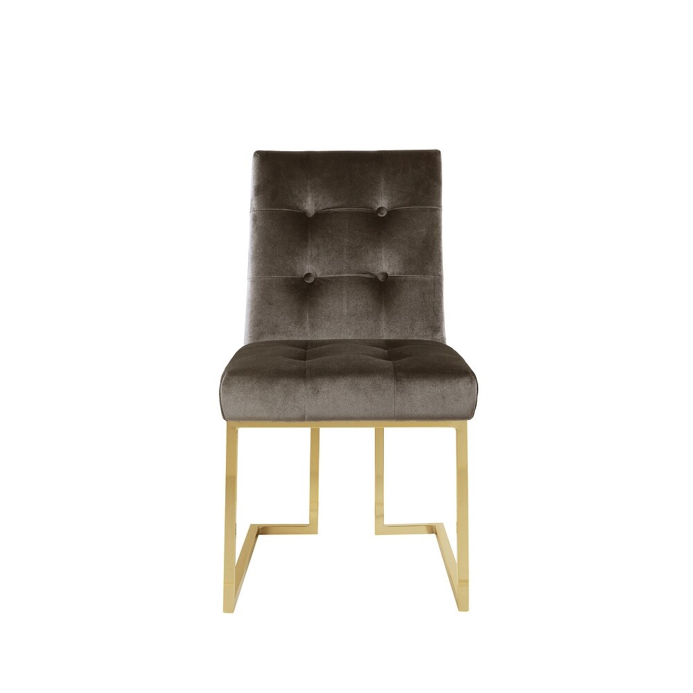 Chic Home Pierre Tufted Velvet Polished Brass Metal Frame Dining Side Chair