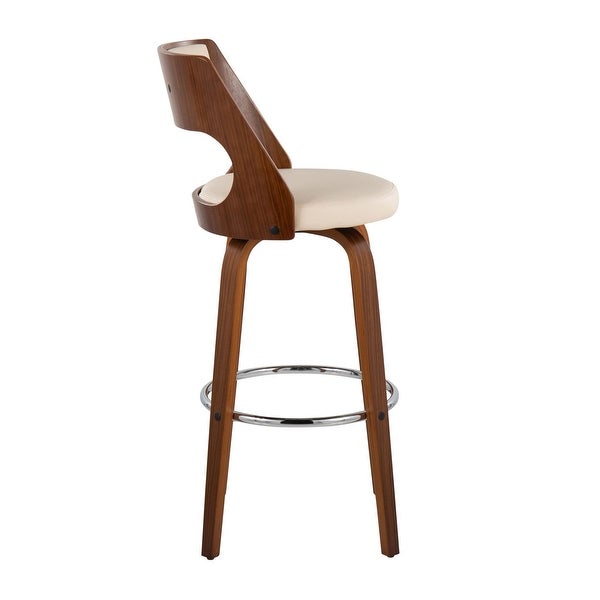 Lumisource Cecina Barstool Walnut and Cream Leather - Set of 2 - 20