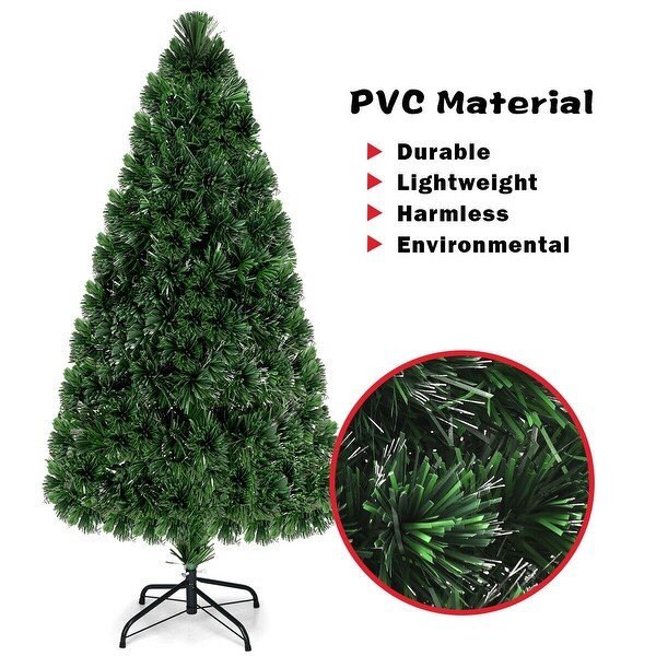 Costway 5Ft PreLit Fiber Optic PVC Christmas Tree Metal Holiday