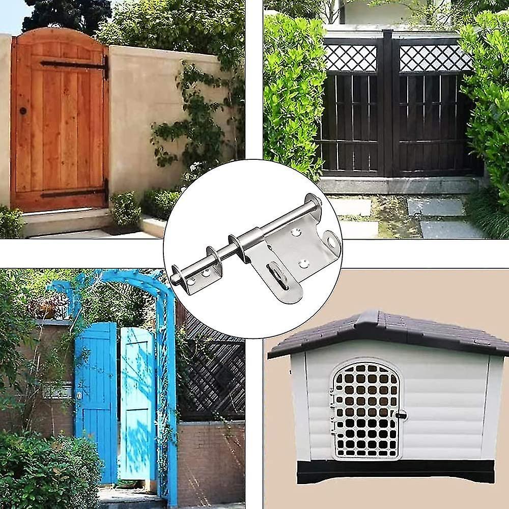 2 Pieces Latch Lock， Stainless Steel， Security Door Latches， Slide Bolt Door Latch With Padlock Hole For Gates， Fences