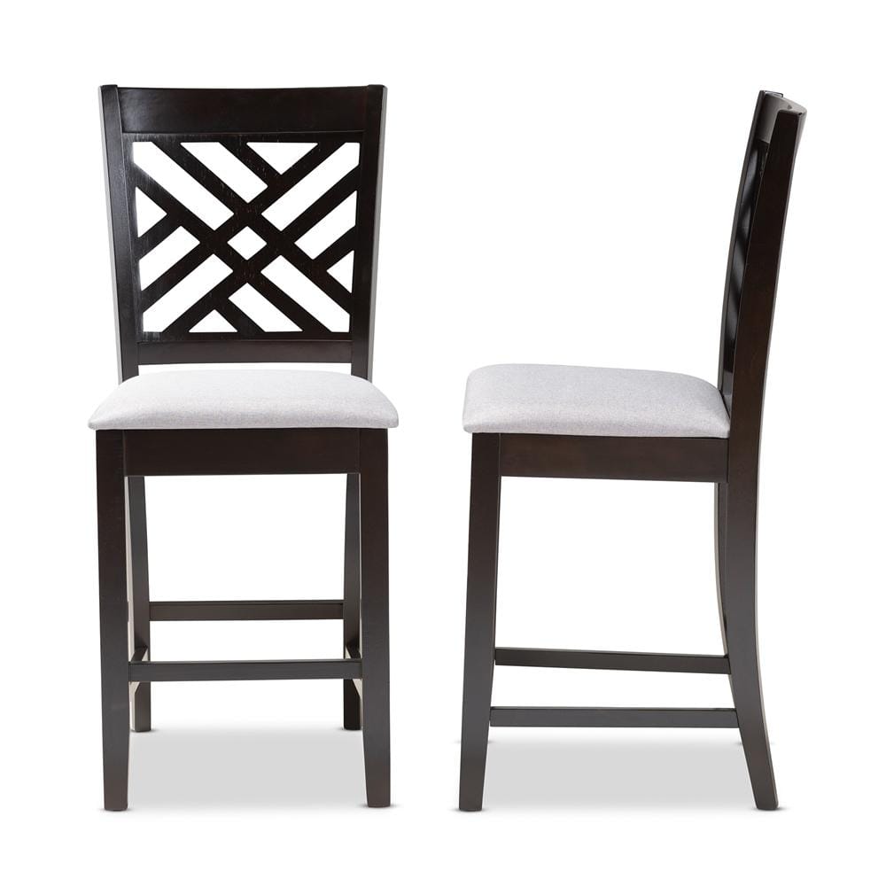 Baxton Studio Caron 43 in. Gray and Espresso Bar Stool (Set of 2) 153-2PC-9598-HD