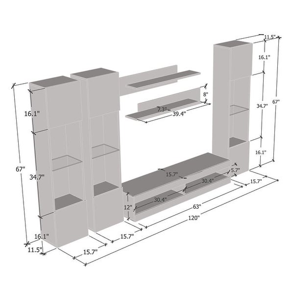 Fly CD3 34TV Wall Mounted Floating Modern Entertainment Center