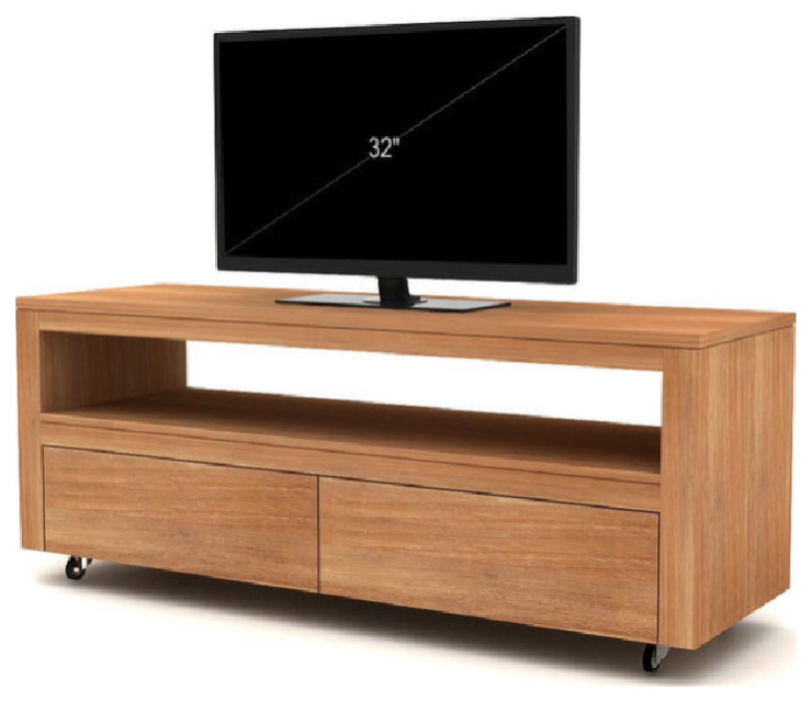 Solid Teak Minimalist TV Stand  Tikamoon Anoa   Transitional   Entertainment Centers And Tv Stands   by Oroa   Distinctive Furniture  Houzz