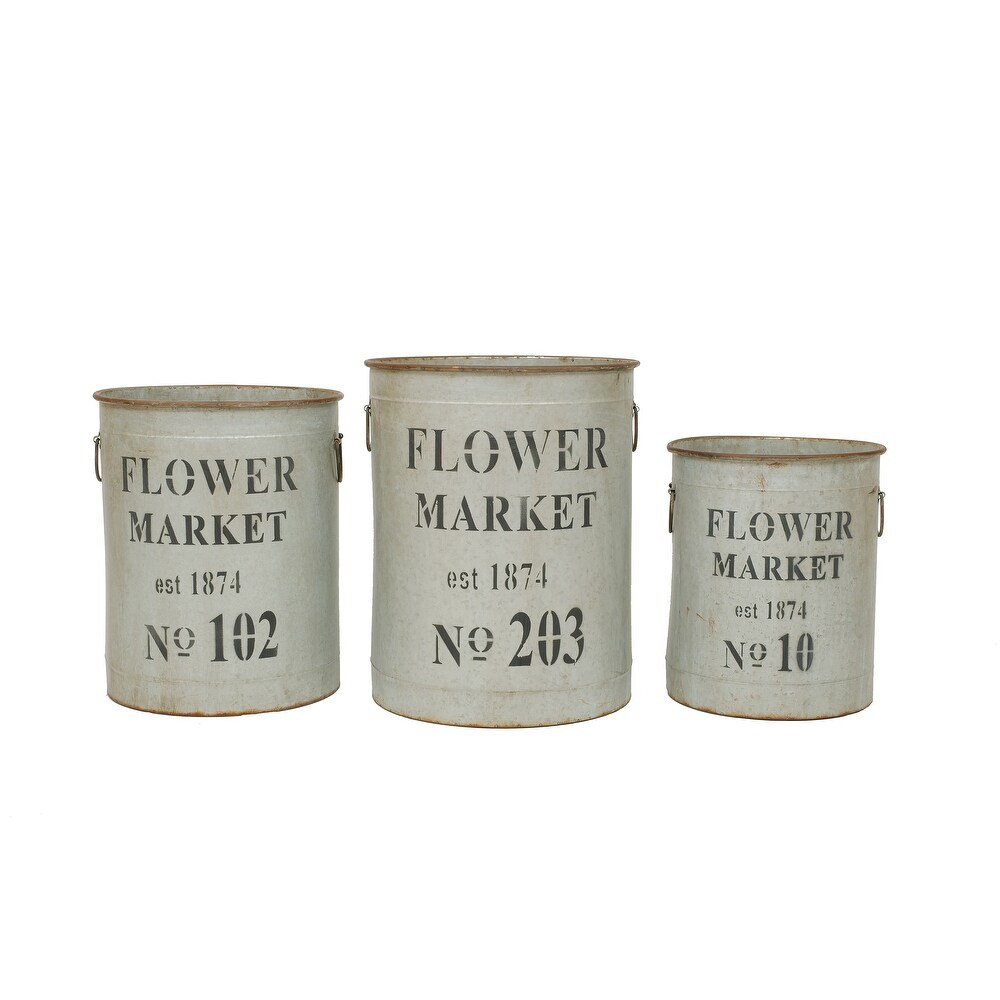 Decorative Metal Buckets with Handles and \