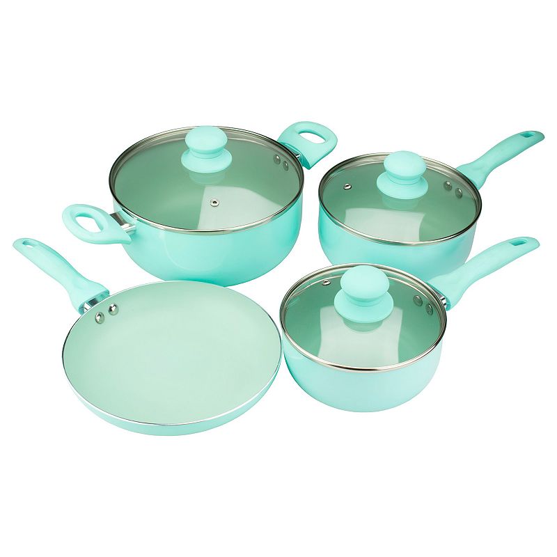 Brentwood 7 Piece Nonstick Aluminum Cookware Set in Blue