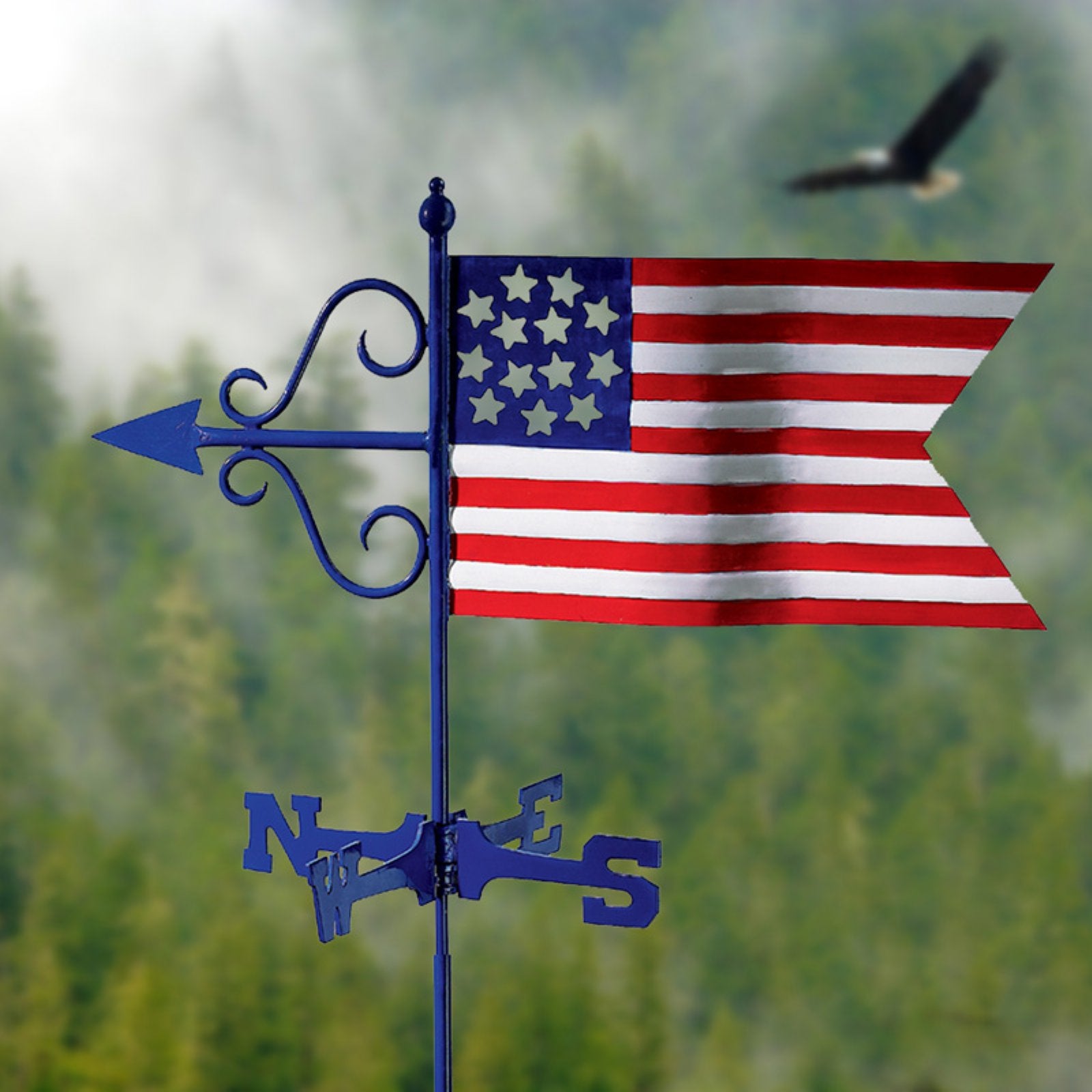 Americana Flag Garden Weathervane - w/Garden Pole by Good Directions