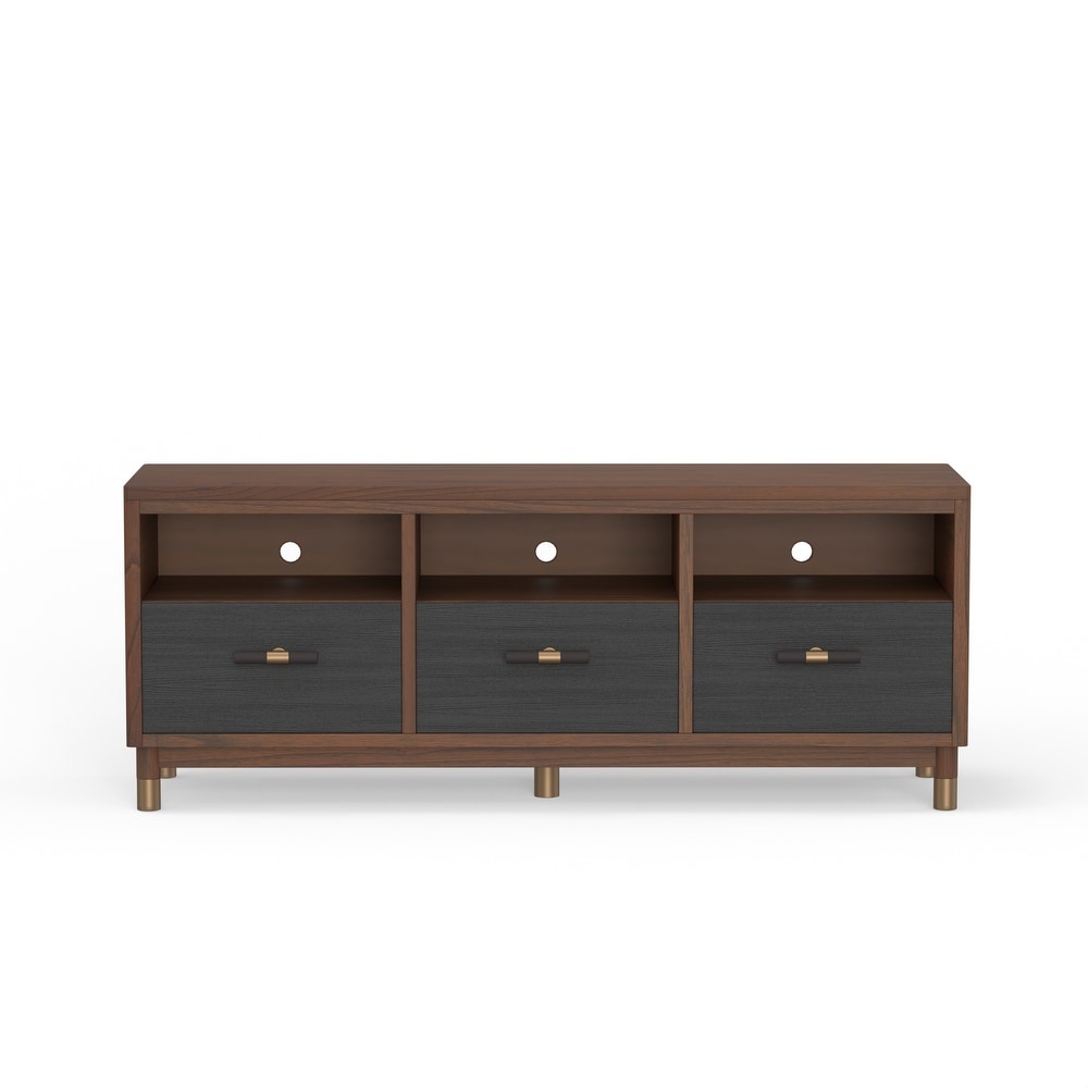 Alpine Furniture Belham Wood TV Console in Dark Walnut   Black