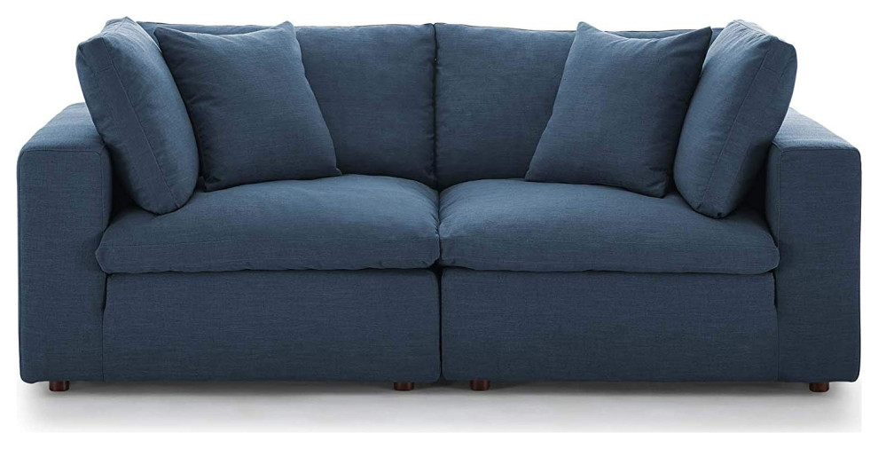 Commix Down Filled Overstuffed 2 Piece Sectional Sofa Set  Azure   Transitional   Sofas   by Beyond Design  ampMore  Houzz