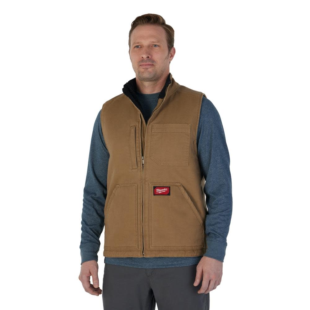 Milwaukee Heavy Duty Sherpa Lined Vest Brown 2X ;