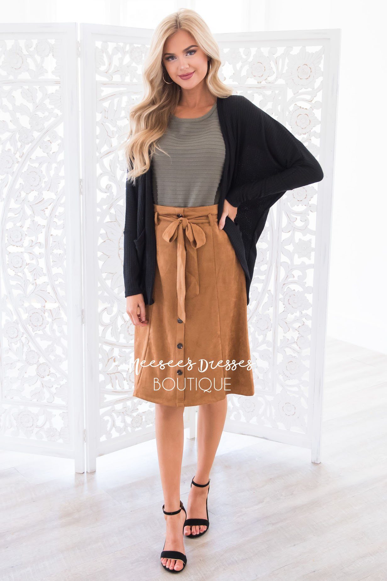 Trip to Tribeca Button Skirt