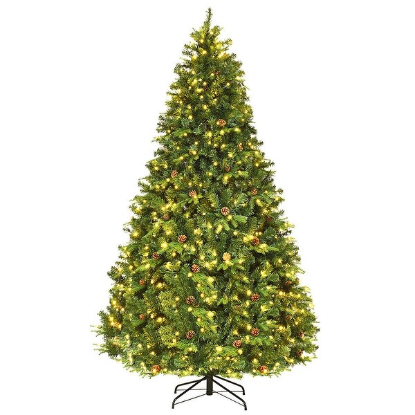 8ft PreLit Artificial Christmas Tree Hinged with 600 Led Lights