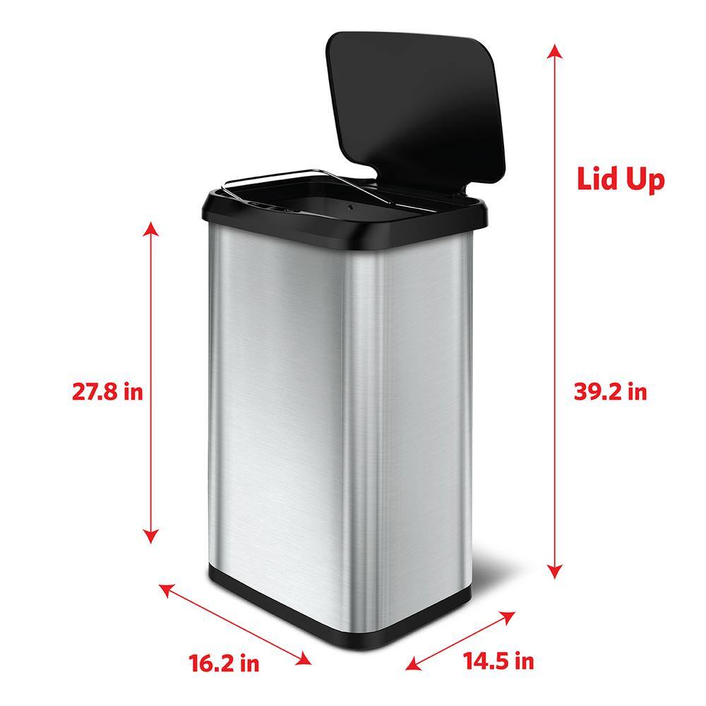 Glad 20 Gal. Stainless Steel with Clorox Odor Protection Touchless Motion Sensor Trash Can GLD-74514