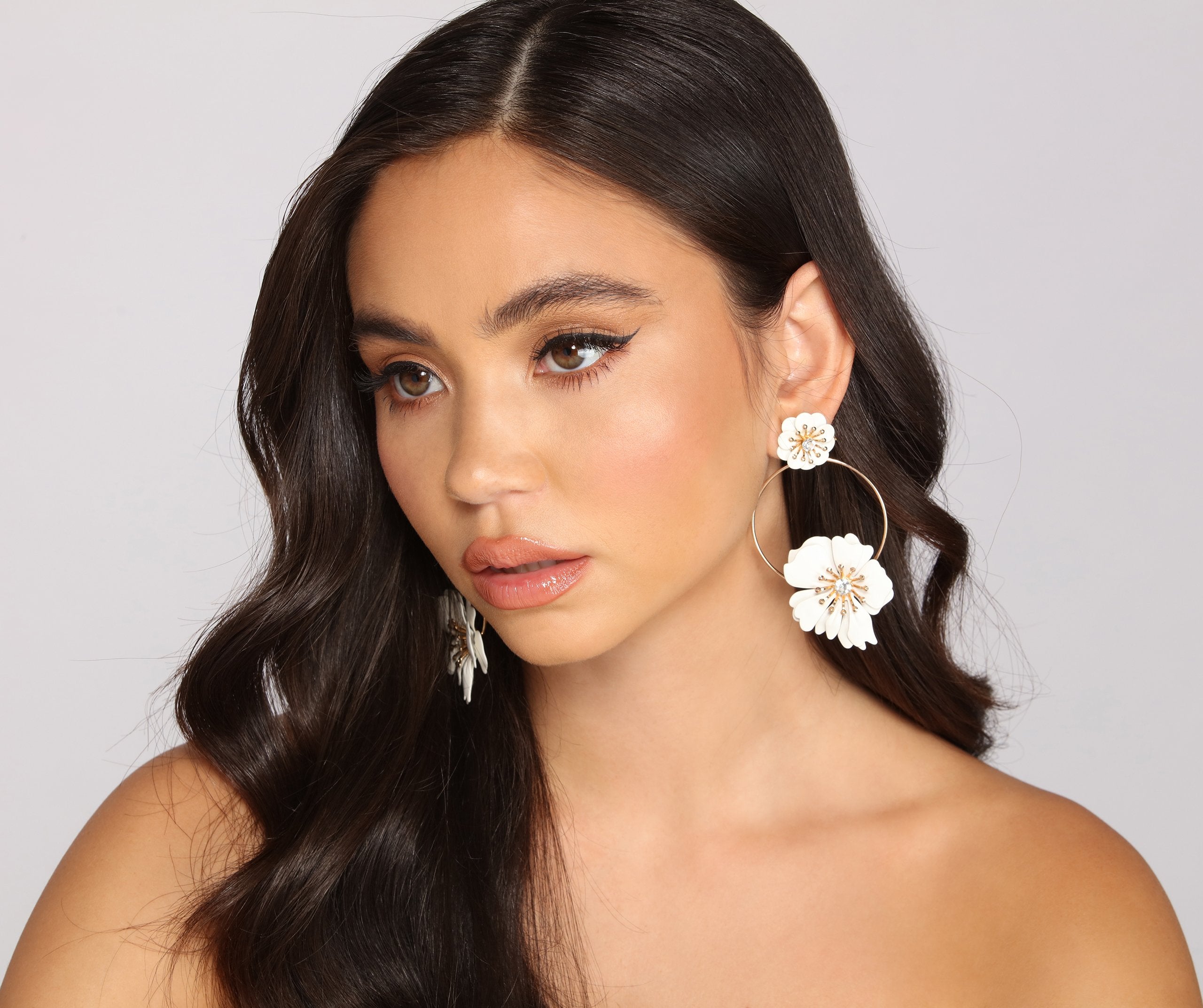 CLEARANCE - Floral Bloom Flower Hoop Earrings