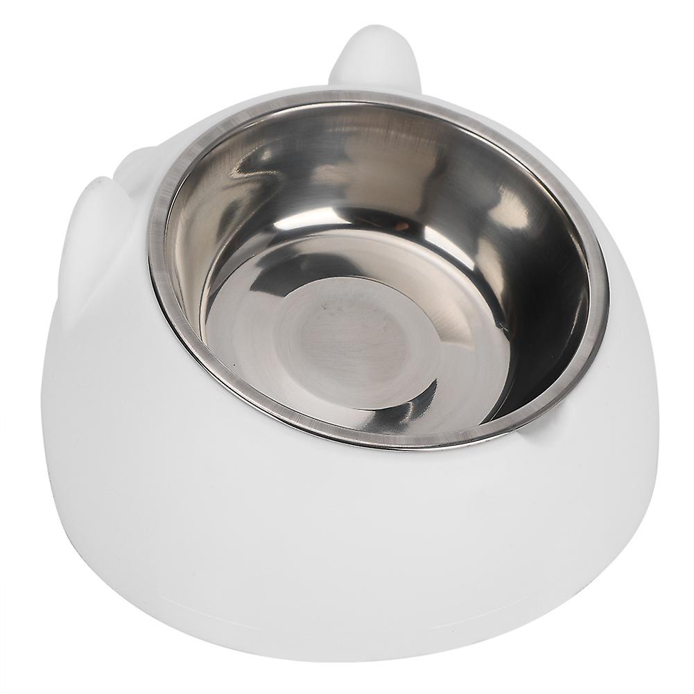 Pet Cat Food Bowl Stainless Steel Dog Food Water Feeder Bowl Nonslip Feeding Bowlwith Stainless Steel Bowl White