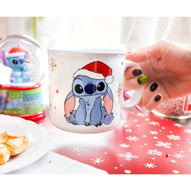 Silver Buffalo Disney Lilo amp Stitch Santa Hat Ceramic Camper Mug Holds 20 Ounces