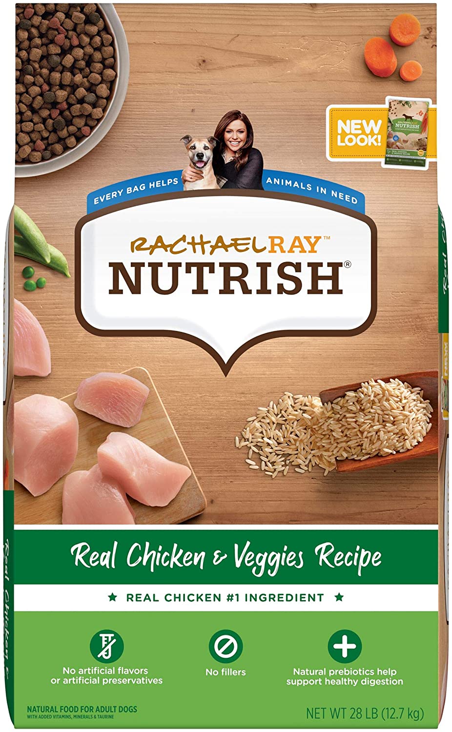 Rachael Ray Nutrish Premium Natural Dry Dog Food， Real Chicken and Veggies Recipe， 28 Pounds (Packaging May Vary)