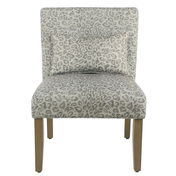 Porch and Den Alvord Grey Cheetah Accent Chair with pillow