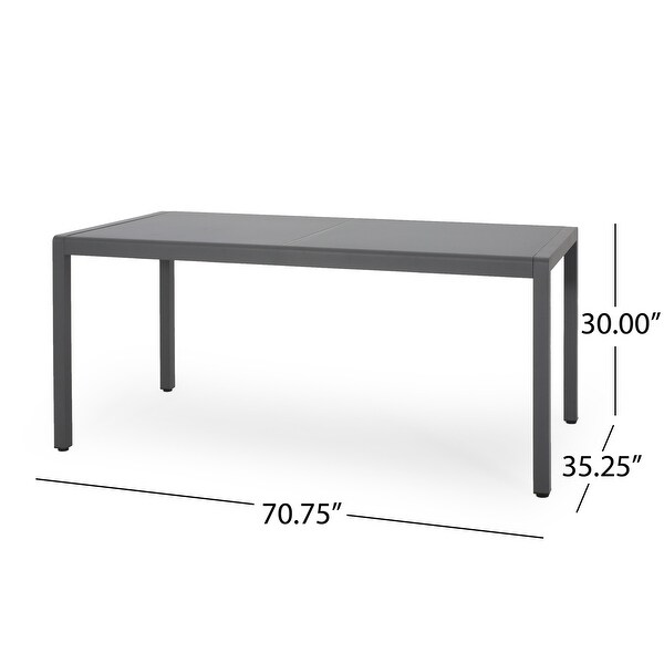 Cape Coral Outdoor Aluminum Dining Table with Tempered Glass Table Top by Christopher Knight Home