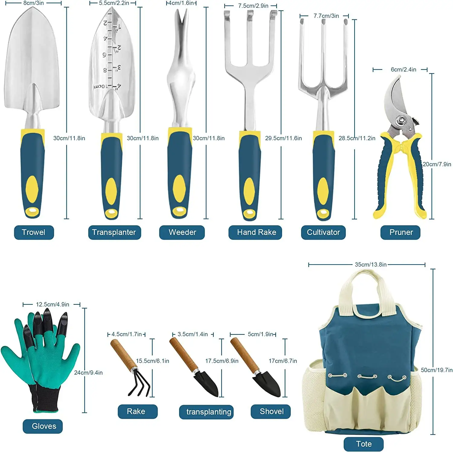 Aluminium oy Planting Flowers Garden Hand Tool Set